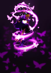 Size: 1430x2048 | Tagged: safe, artist:seasaltcosmos, oc, oc:seelie the hedgehog, hedgehog, 2025, aged up, fairy, fankid, female, gradient background, magical gay spawn, oc only, parent:shadow, parent:sonic, parents:sonadow, reaching out, reaching up, solo