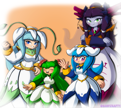 Size: 3278x2932 | Tagged: safe, artist:sawcraft1, cosmo the seedrian, galaxina the seedrian, seedrian, sonic x, earthia the seedrian, female, full body, gender swap, group, lucas the seedrian, metarex