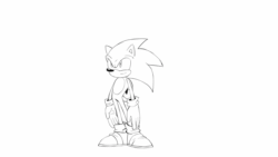 Size: 1920x1080 | Tagged: safe, artist:jazze-bee, sonic the hedgehog, hedgehog, 2026, animated, curled up, eyes closed, gif, lidded eyes, line art, male, monochrome, simple background, sleeping, solo, standing, stretching, tired, white background, yawning