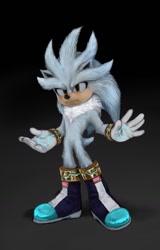 Size: 845x1324 | Tagged: safe, artist:kiironoinku, silver the hedgehog, 2026, arms out, frown, gradient background, lineless, movie style, solo, sonic the hedgehog 4 (film), standing, style emulation