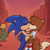 Size: 1024x1024 | Tagged: safe, ai art, artist:jscammie, artist:whoactuallycares155, miles "tails" prower, sonic the hedgehog, adventures of sonic the hedgehog, 2025, abstract background, age difference, cactus, canyon, carrying them, duo, eyes closed, fake screenshot, gay, holding each other, holding them, kiss, outdoors, shipping, show accurate, sonic x tails, standing