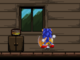 Size: 160x120 | Tagged: safe, artist:oddwarg, miles "tails" prower, sonic the hedgehog, 2010, age difference, animated, cabinet, classic sonic, classic tails, dancing, duo, eggman hates furries, gay, gif, indoors, low res, pixel art, shipping, smile, sonic x tails, spinning tails, style emulation, table, window