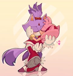 Size: 3878x4008 | Tagged: safe, artist:danonino, artist:haarumm_, amy rose, blaze the cat, amy x blaze, duo, eyes closed, heart, holding each other, kiss, lesbian, shipping, treads