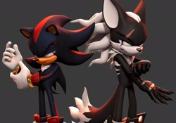 Size: 2000x1400 | Tagged: safe, artist:_m0lag_, infinite the jackal, shadow the hedgehog, 2026, 3d, duo, fixing glove, frown, lidded eyes, looking at each other, one fang, scar, standing