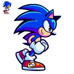 Size: 600x602 | Tagged: safe, artist:neppyneptune, sonic the hedgehog, 2021, animated, gif, infinite loop, looking offscreen, redraw, reference inset, running, side view, simple background, smile, solo, sonic advance, white background