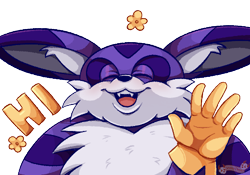 Size: 500x350 | Tagged: safe, artist:jevsterchester, big the cat, cat, 2021, dialogue, ear fluff, english text, eyes closed, fangs, flower, greeting, icon, male, mouth open, simple background, smile, solo, transparent background, waving