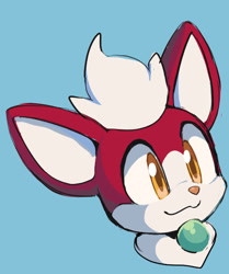 Size: 540x645 | Tagged: safe, artist:motobugg, chip, 2021, blue background, chipabetes, cute, head only, headshot, looking offscreen, simple background, smile, solo, tan nose