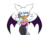 Size: 842x581 | Tagged: safe, artist:ask-knouge, rouge the bat, 2018, :/, alternate eye color, animated, blinking, blue eyes, blushing, cleavage, flat colors, gif, hand on face, lidded eyes, looking away, simple background, solo, standing, white background