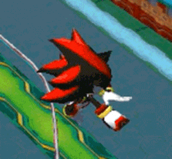 Size: 326x300 | Tagged: safe, artist:demonhedgehog, editor:demonhedgehog, shadow the hedgehog, sonic heroes, 2016, 3d, animated, dab, edit, edited screencap, gif, grand metropolis, mid-air, out of context, railing, ring, screencap, solo, zoomed in