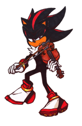 Size: 800x1223 | Tagged: safe, artist:dawnhedgehog555, shadow the hedgehog, hedgehog, 2018, frown, holding something, lidded eyes, male, musical instrument, simple background, solo, standing, transparent background, violin