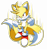 Size: 3000x3200 | Tagged: safe, artist:domestic maid, miles "tails" prower, super tails, 2026, alternate universe, au:tails frontiers, clenched fists, flying, frown, looking offscreen, mid-air, outline, signature, simple background, solo, super form, transparent background