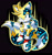 Size: 1920x2048 | Tagged: safe, artist:domestic maid, miles "tails" prower, super tails, 2026, alternate universe, alternate version, au:tails frontiers, black background, clenched fists, corruption, cyber form, cyber tails, flying, frown, looking offscreen, mid-air, outline, signature, simple background, solo, super form