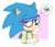 Size: 2717x2322 | Tagged: safe, artist:s_mommo, artist:smommo, sonic the hedgehog, hedgehog, 2025, blushing, clenched fist, freckles, frown, glasses, head rest, headcanon, lidded eyes, solo, sonic is not amused, speech bubble, squiggle, sweatdrop, unamused