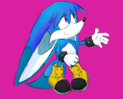 Size: 891x712 | Tagged: safe, artist:1994redguardian, kit the fennec, 2026, looking offscreen, looking up, purple background, simple background, smile, solo, standing