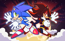 Size: 2673x1694 | Tagged: safe, artist:tattletalefox, shadow the hedgehog, sonic the hedgehog