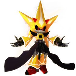 Size: 4000x4000 | Tagged: safe, artist:nibroc-rock, metal sonic, neo metal sonic, 2020, 3d, absurd res, arms out, black sclera, electricity, looking at viewer, robot, simple background, solo, standing, super form, super metal sonic, transparent background
