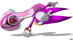 Size: 600x329 | Tagged: safe, artist:toughset, wave the swallow, 2009, extreme gear, hand on ground, looking offscreen, shadow (lighting), simple background, solo, sonic riders, white background