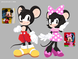 Size: 2048x1536 | Tagged: safe, artist:kanayanga, mickey mouse, minnie mouse, mobianified