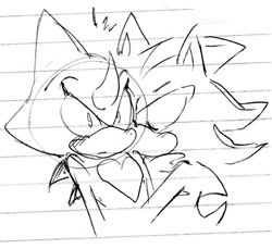 Size: 922x843 | Tagged: safe, artist:pastafrolas, espio the chameleon, shadow the hedgehog, duo, frown, gay, hugging, kiss, kiss on cheek, line art, monochrome, shadpio, shipping, sketch, surprise kiss, surprised