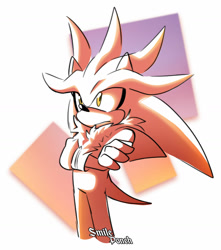 Size: 1280x1446 | Tagged: safe, artist:smileponeh, silver the hedgehog, hedgehog, 2026, arms folded, frown, looking offscreen, male, solo, standing