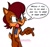 Size: 1327x1240 | Tagged: safe, artist:antonybia_, sally acorn, chipmunk, 2026, dialogue, english text, female, looking at them, looking offscreen, sally x sonic, sally's vest and boots, shipping, simple background, solo, speech bubble, straight, white background