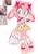 Size: 1113x1568 | Tagged: safe, artist:splash_ad_, oc, oc:velvet the rabbit, rabbit, bag, blushing, bow, dress, female, gloves off, heart nose, oc only, pink fur, shoes, solo, strawberry, wip