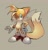 Size: 1219x1280 | Tagged: safe, artist:barbariska94316, miles "tails" prower, 2026, beige background, hand on hip, looking at viewer, simple background, smile, smiling at viewer, solo, standing, wink, winking at viewer