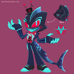 Size: 2048x2048 | Tagged: safe, artist:kanayanga, hazbin hotel, mobianified, robot, shark, vox