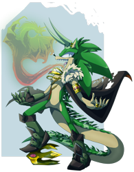 Size: 1280x1642 | Tagged: safe, artist:penthousedragon, scourge the hedgehog, oc, oc:dragon lord scourge (penthousedragon), hedgehog, 2022, cape, crown, dragon, ear piercing, fire, jewelry, looking at viewer, male, piercing, ring (jewelry), smile, solo, weapon